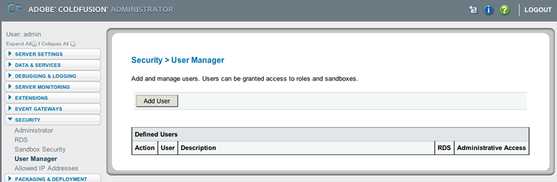 adding a user to the security manager