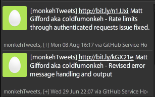 Github Service Hook Twitter updates