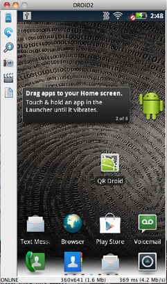 Droid@Screen running a live device