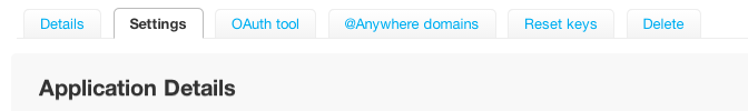 Twitter Application Settings