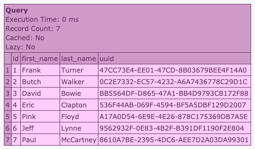 The base query resultset