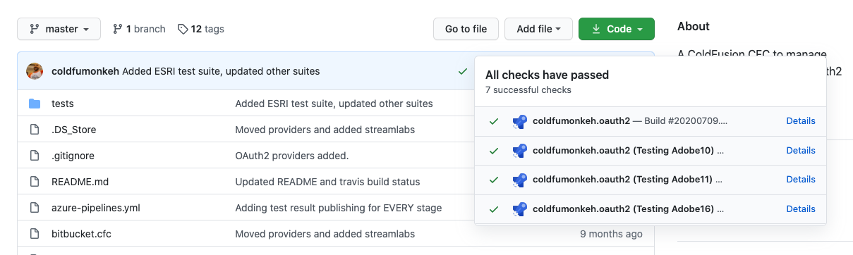 Build Status in GitHub